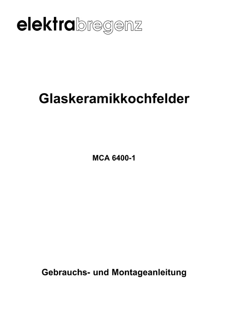 Page 1 of the manual User Manual Elektra Bregenz MCA 6400