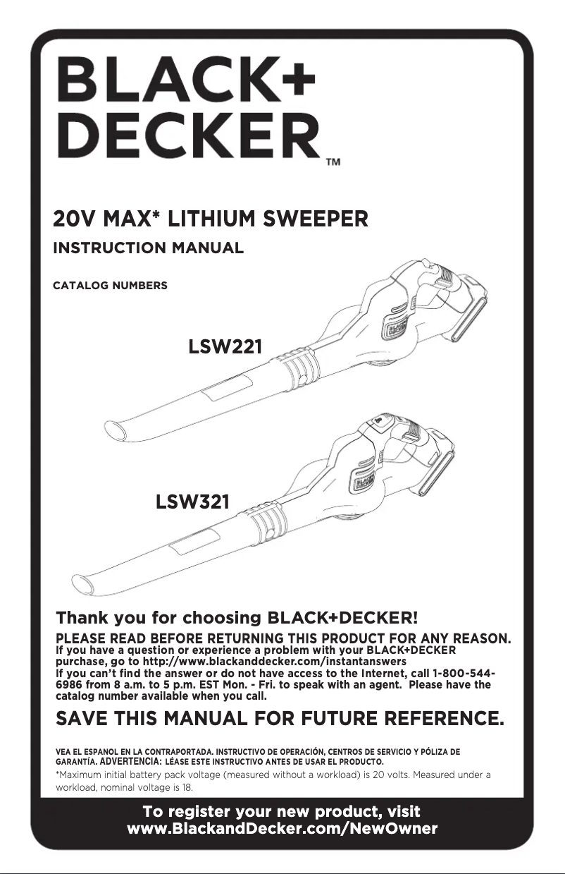 First page image of the manual for LSW221