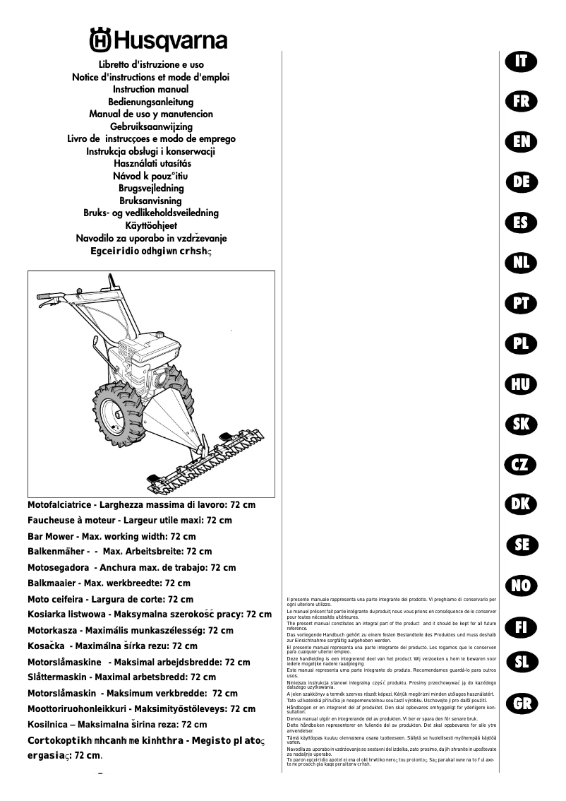 First page image of the manual for MPF 72B