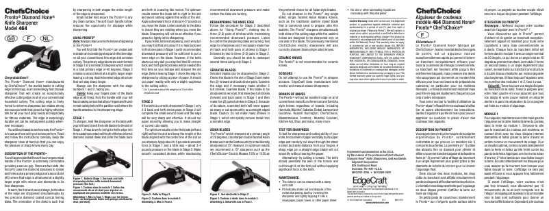 Page 1 of the manual User Manual Chef's Choice Pronto Diamond Hone 464