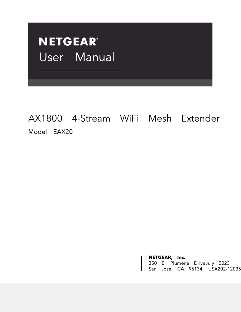 Page 1 of the manual User Manual Netgear Nighthawk EAX20