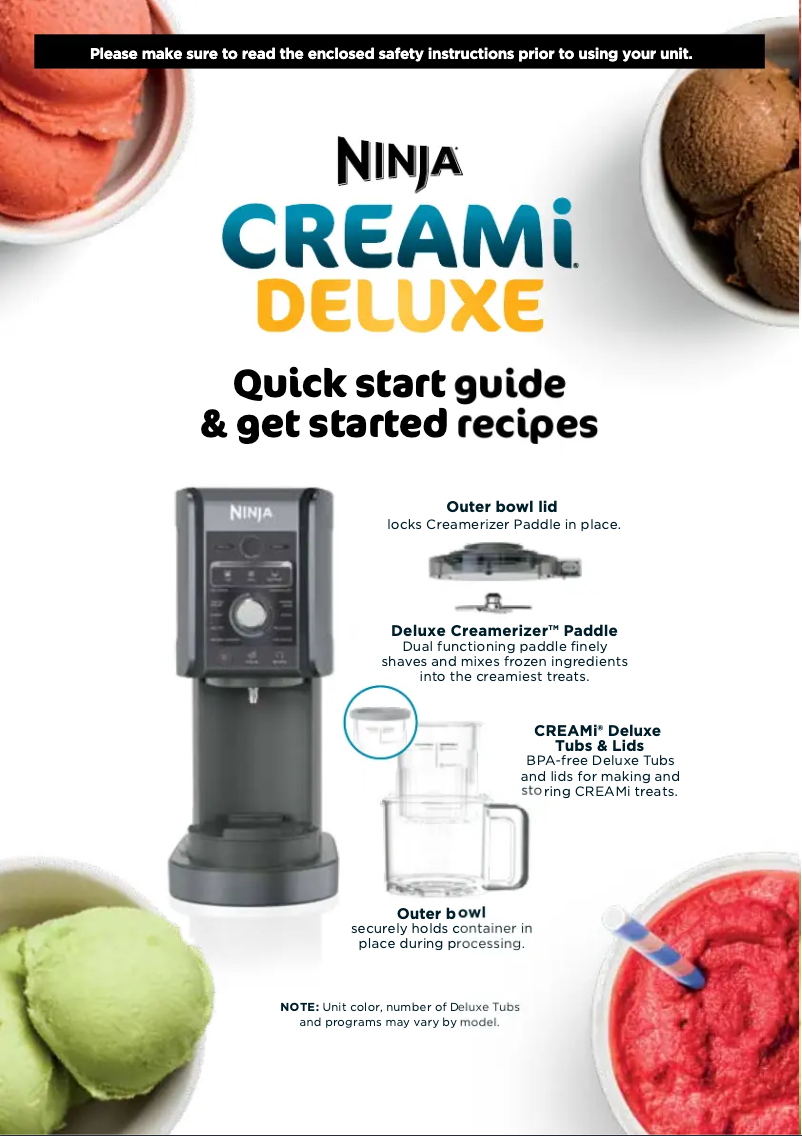 First page image of the manual for Creami Deluxe NC501