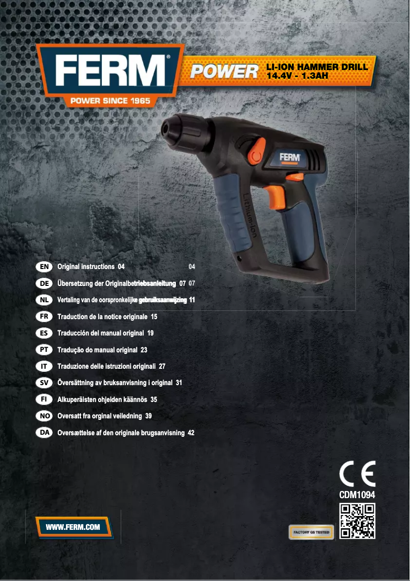 Page 1 of the manual User Manual Ferm CDM1094