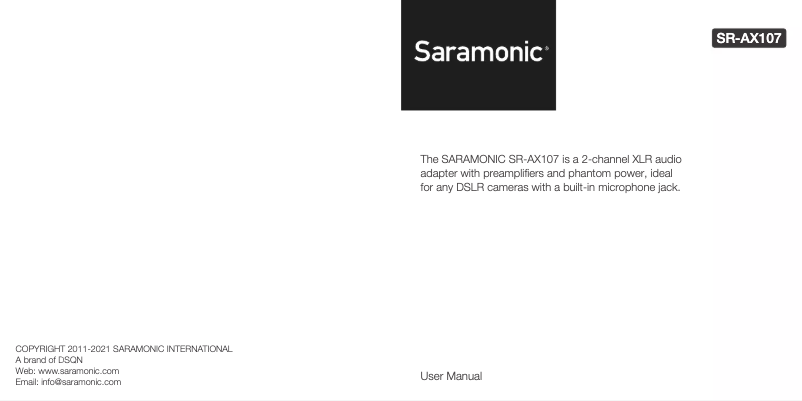 Image de la première page du manuel de l'appareil SR-AX107