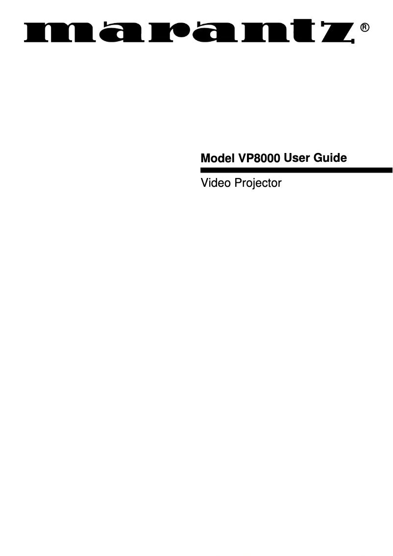 Page 1 of the manual User Manual Marantz VP8000