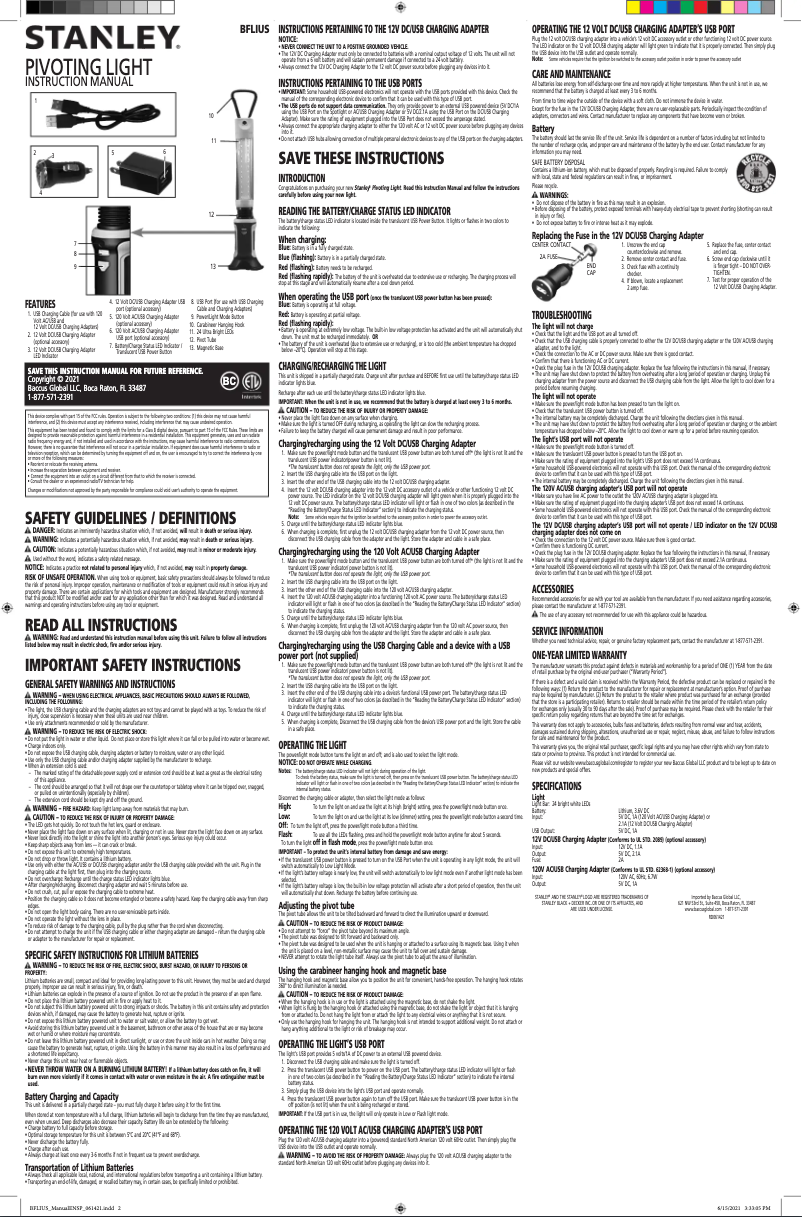 First page image of the manual for BFLIUS