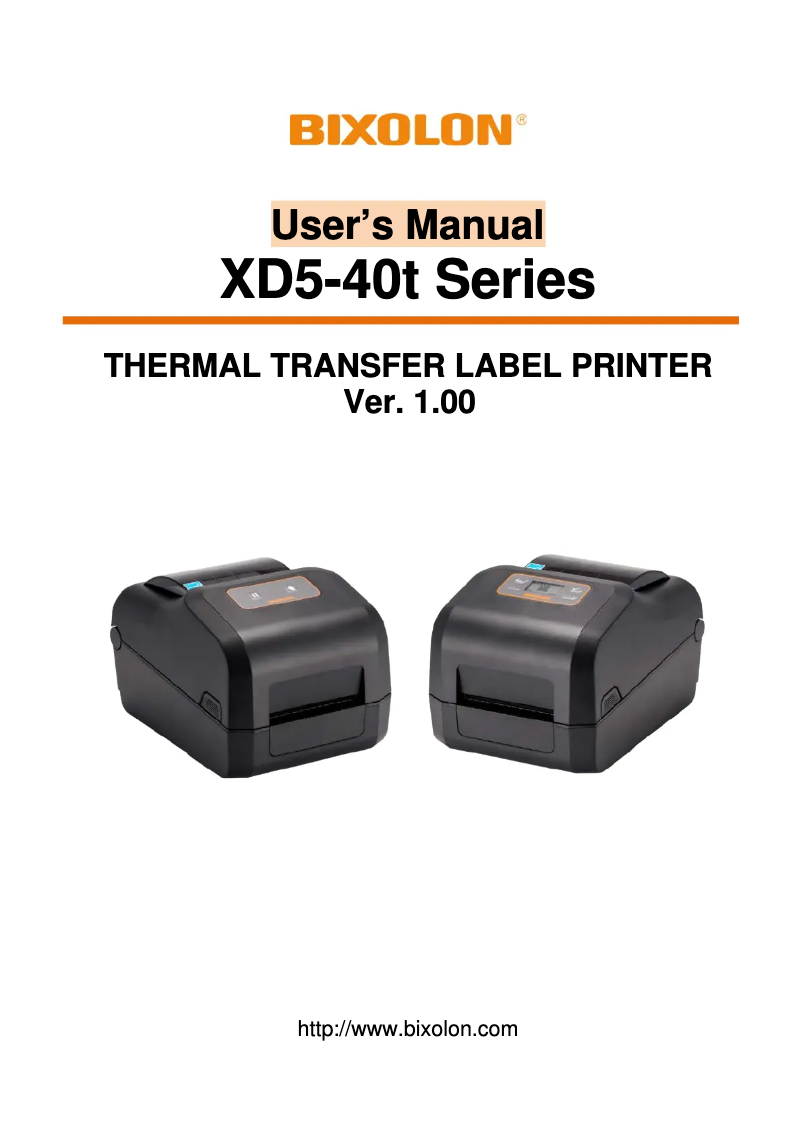 First page image of the manual for XD5-40TK