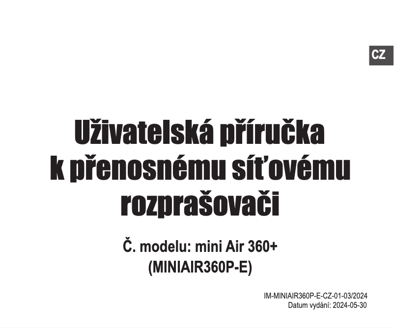 Page 1 of the manual User Manual Omron Mini Air 360 + MINIAIR360P-E
