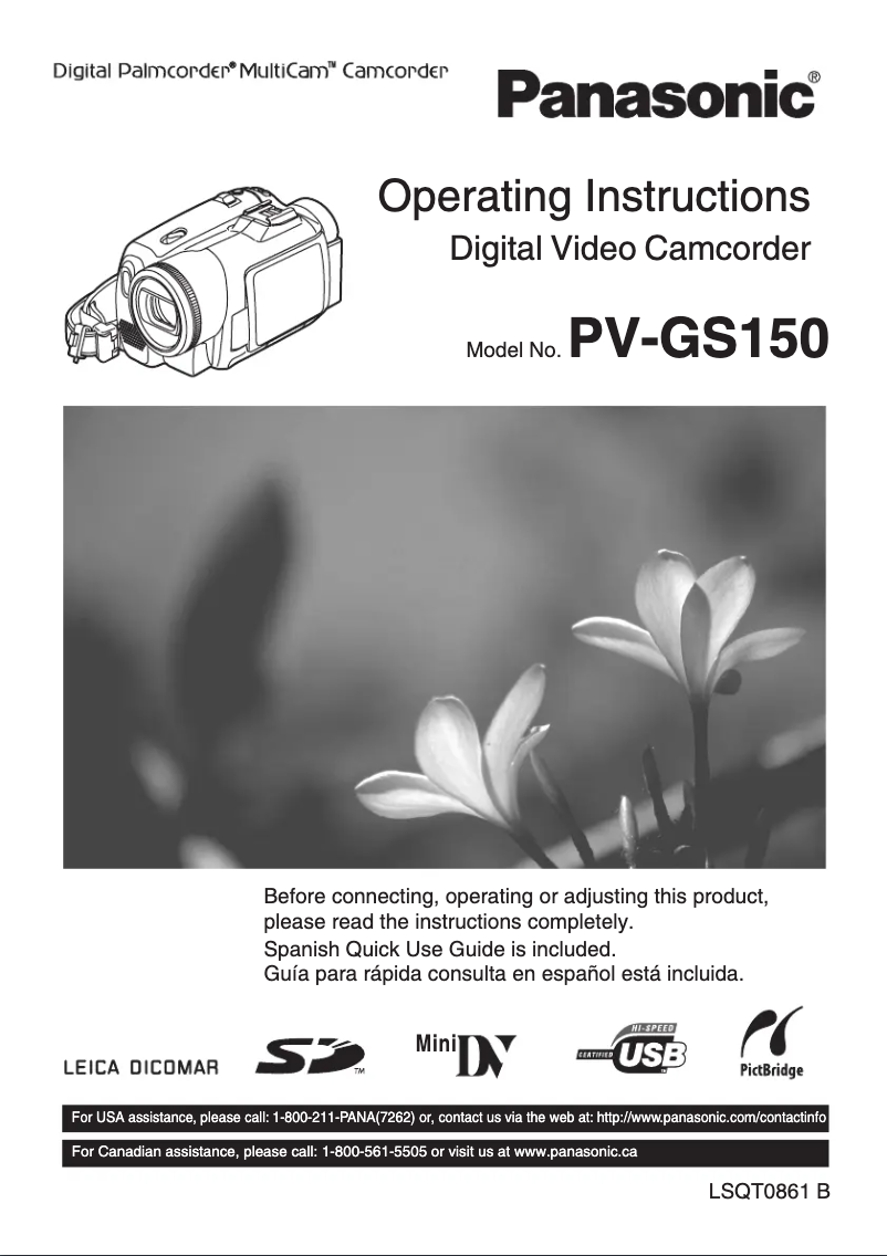 Page 1 of the manual User Manual Panasonic PV-GS150