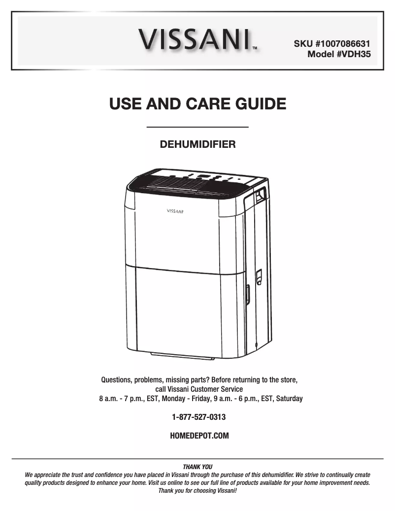 Page 1 of the manual Use and Maintenance Manual Vissani VDH35