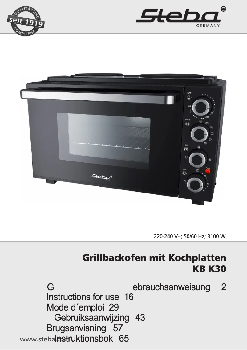 Page 1 of the manual User Manual Steba KB K30