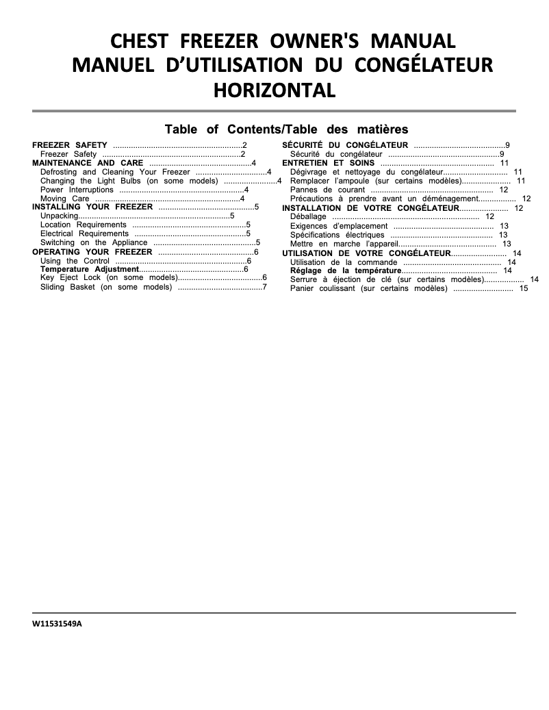 Image de la première page du manuel de l'appareil WZC5216LW