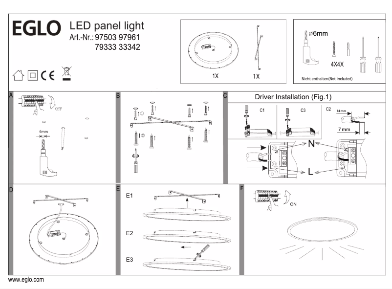 Page 1 of the manual User Manual Eglo Sarsina-C