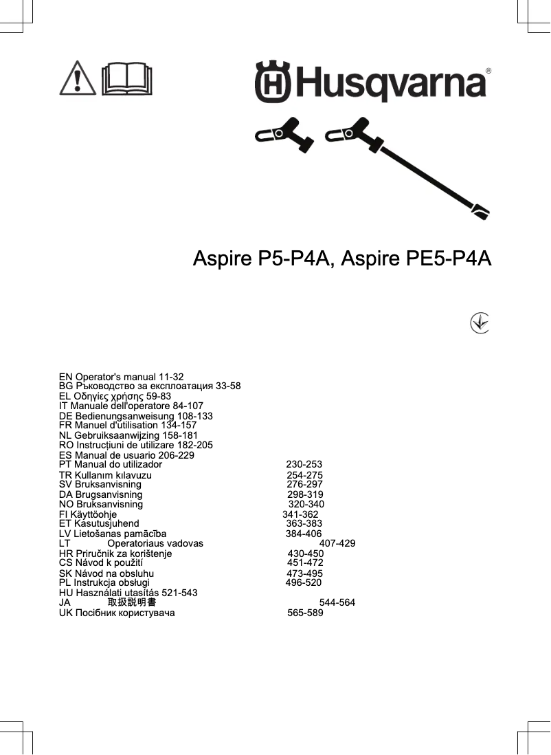 Page 1 of the manual User Manual Husqvarna Aspire PE5-P4A