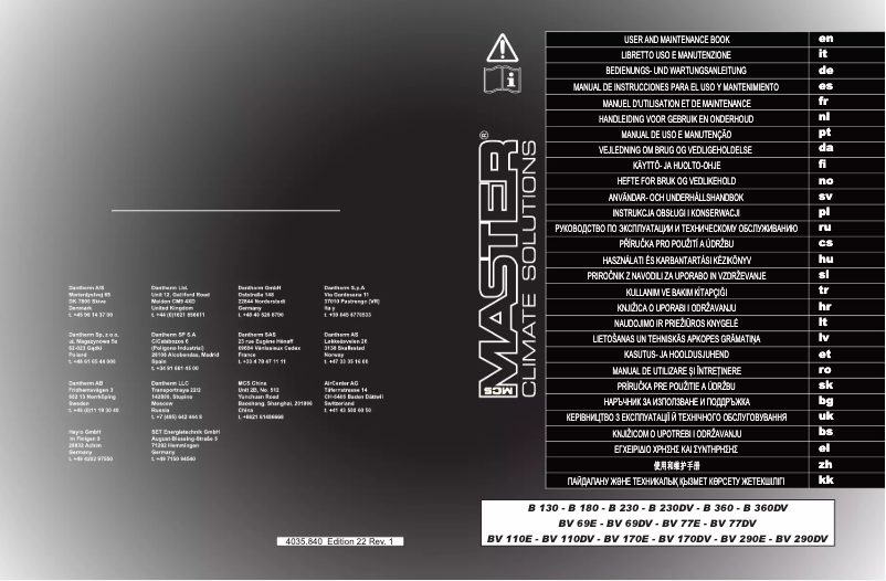 Page 1 of the manual User Manual Master BV 170