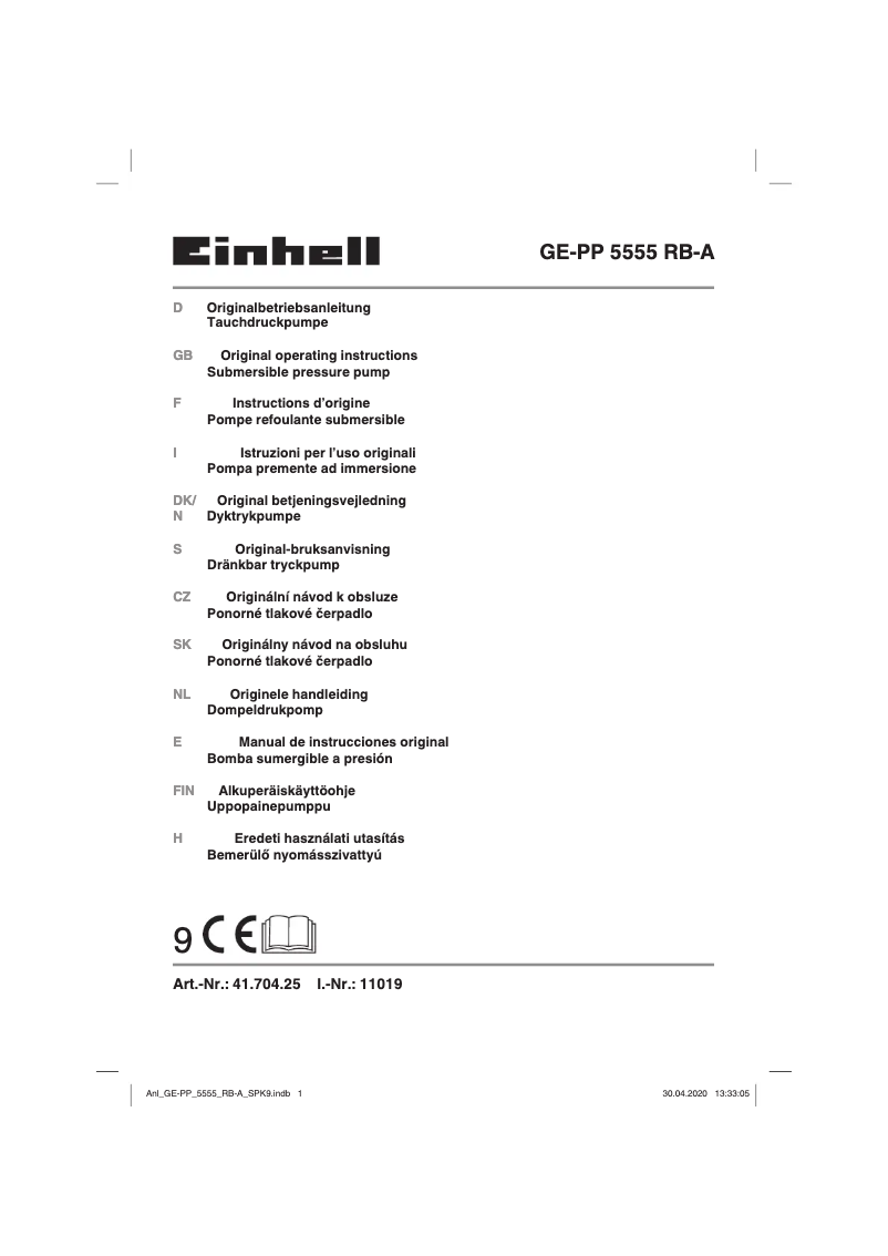Page 1 of the manual User Manual Einhell GE-PP 5555 RB-A