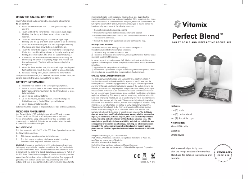 First page image of the manual for Perfect Blend