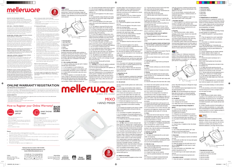 First page image of the manual for Mixo 26450WH