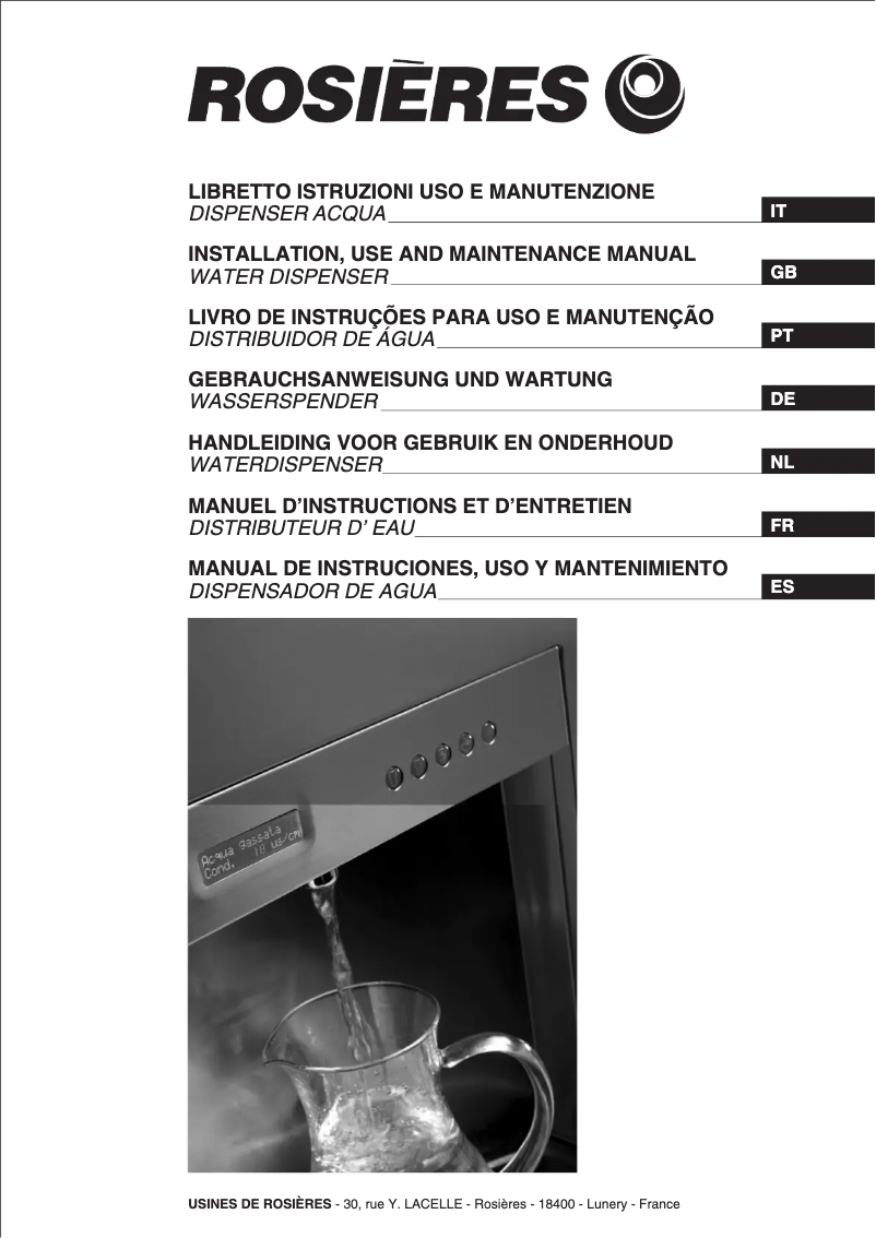 Page 1 of the manual User Manual Rosieres RPA60IN