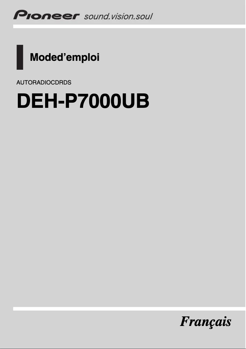 Page 1 of the manual User Manual Pioneer DEH-P7000UB