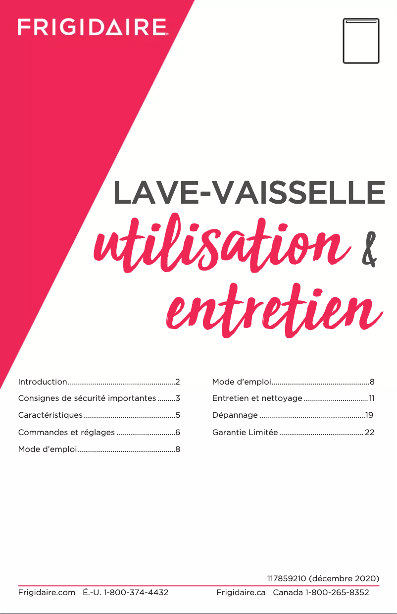 Page 1 of the manual User Manual Frigidaire FGID2476SF