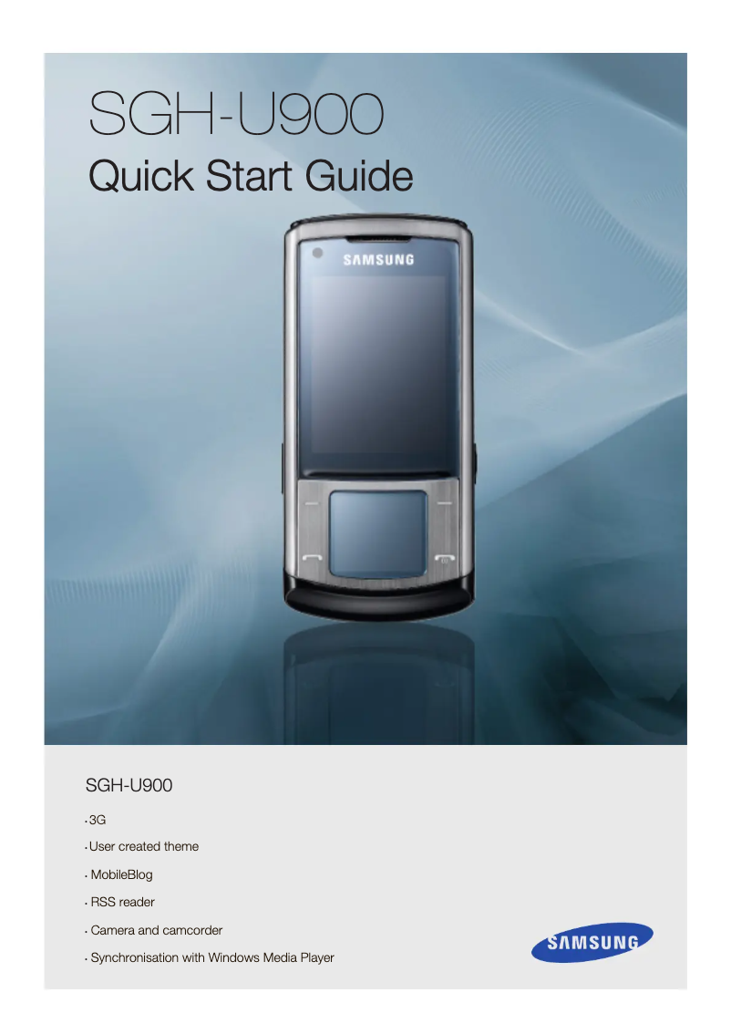 First page image of the manual for SGH-U900