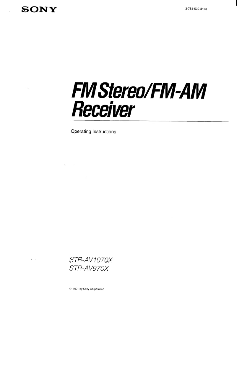 First page image of the manual for STR-AV970X