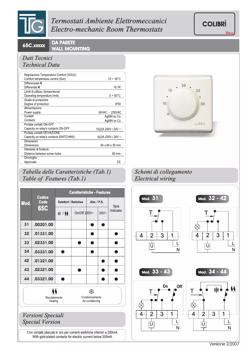 Page 1 of the manual User Manual Fantini Cosmi COLIBRÌ