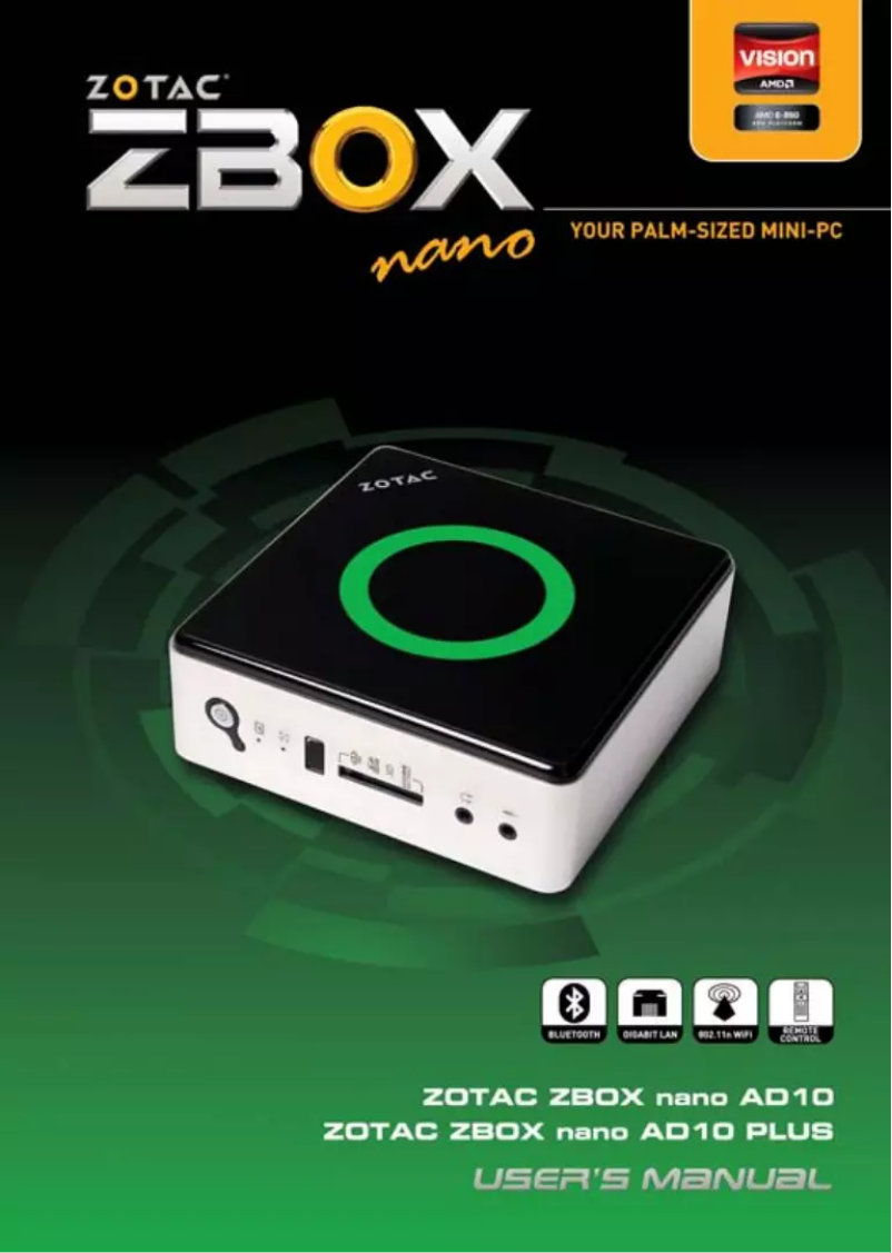 First page image of the manual for ZBOX nano AD10 Plus