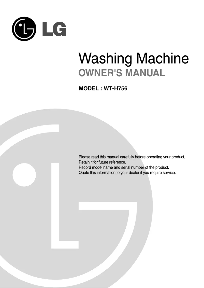 Page 1 of the manual User Manual LG WT-H756