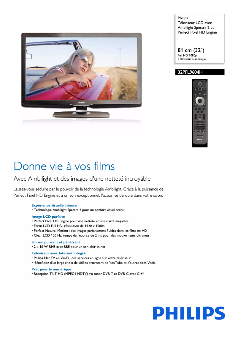 First page image of the manual for 32PFL9604H