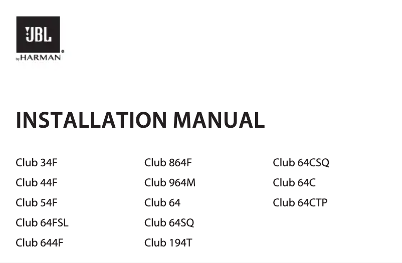 First page image of the manual for Club 64C