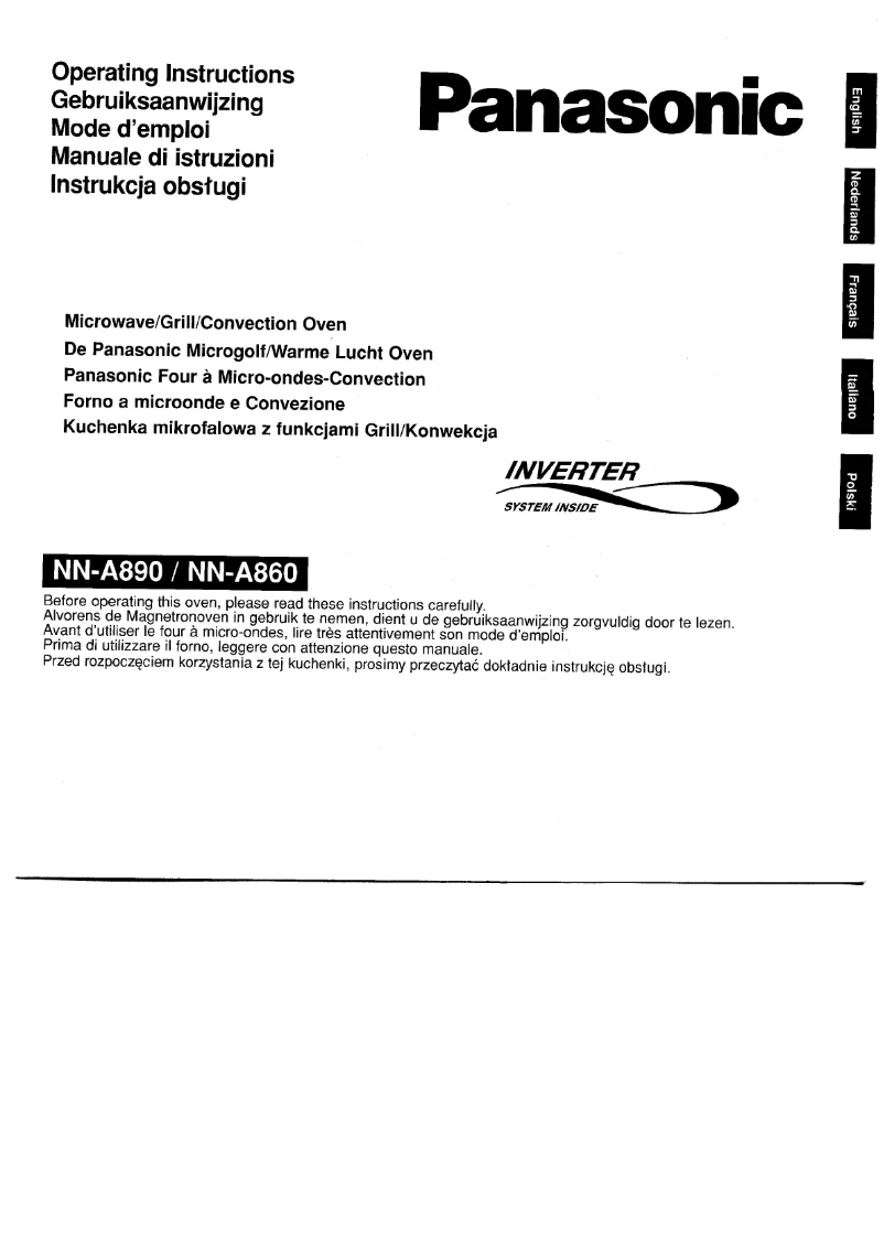 Page 1 of the manual User Manual Panasonic NN-A860