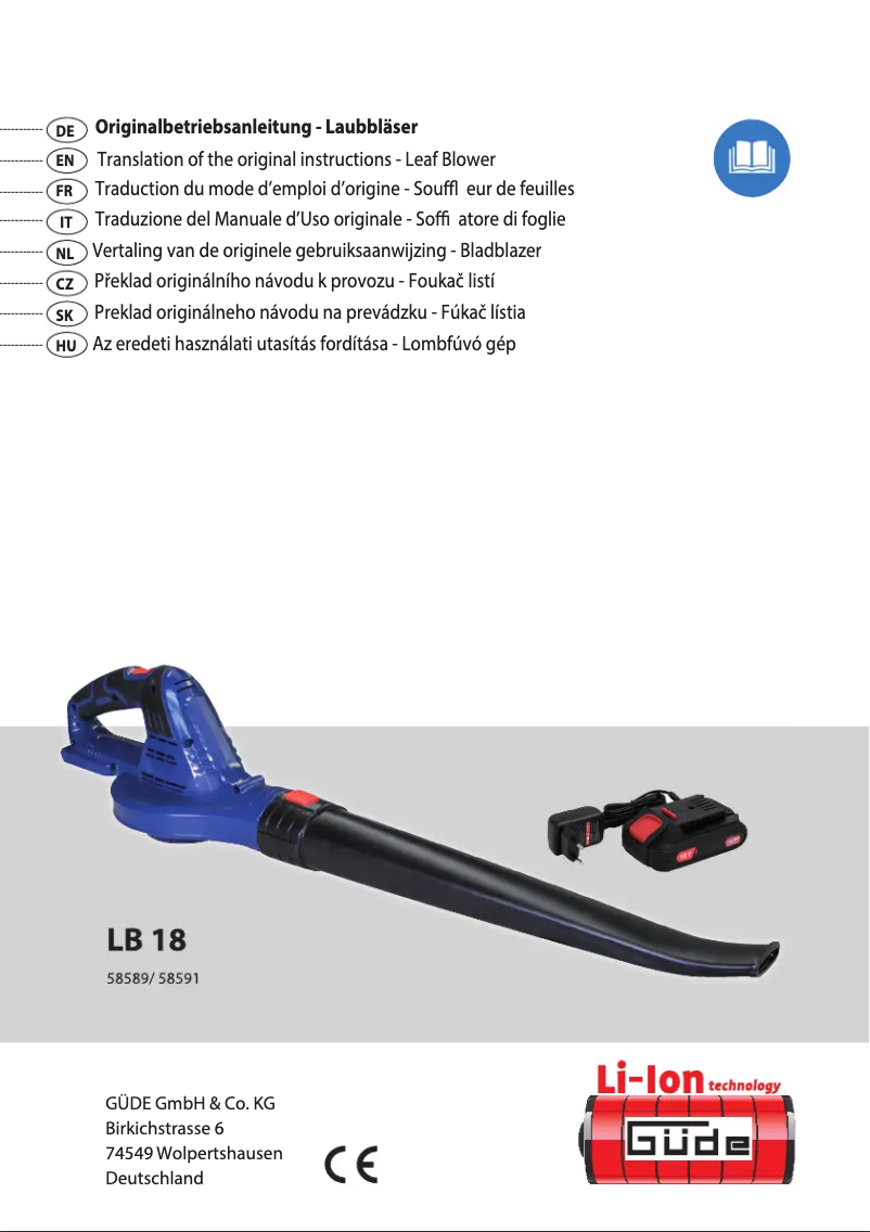 First page image of the manual for LB 18-0