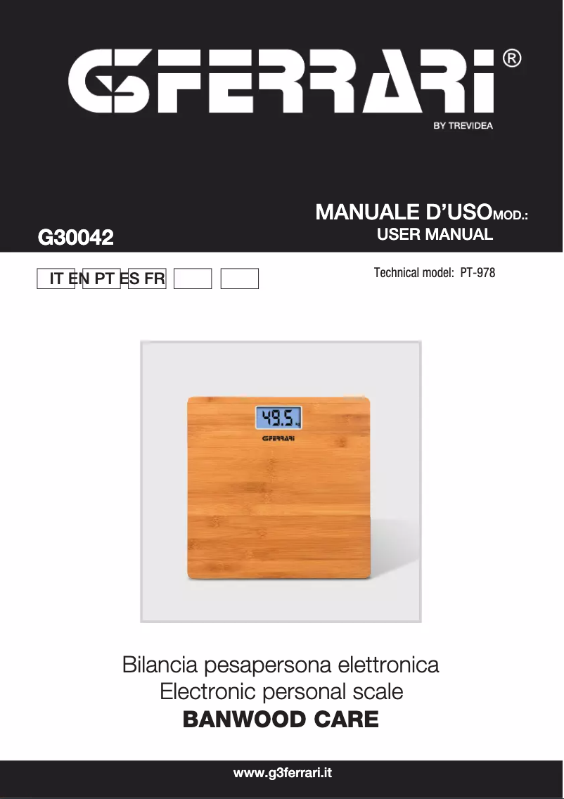 Image de la première page du manuel de l'appareil Banwood Care G30042