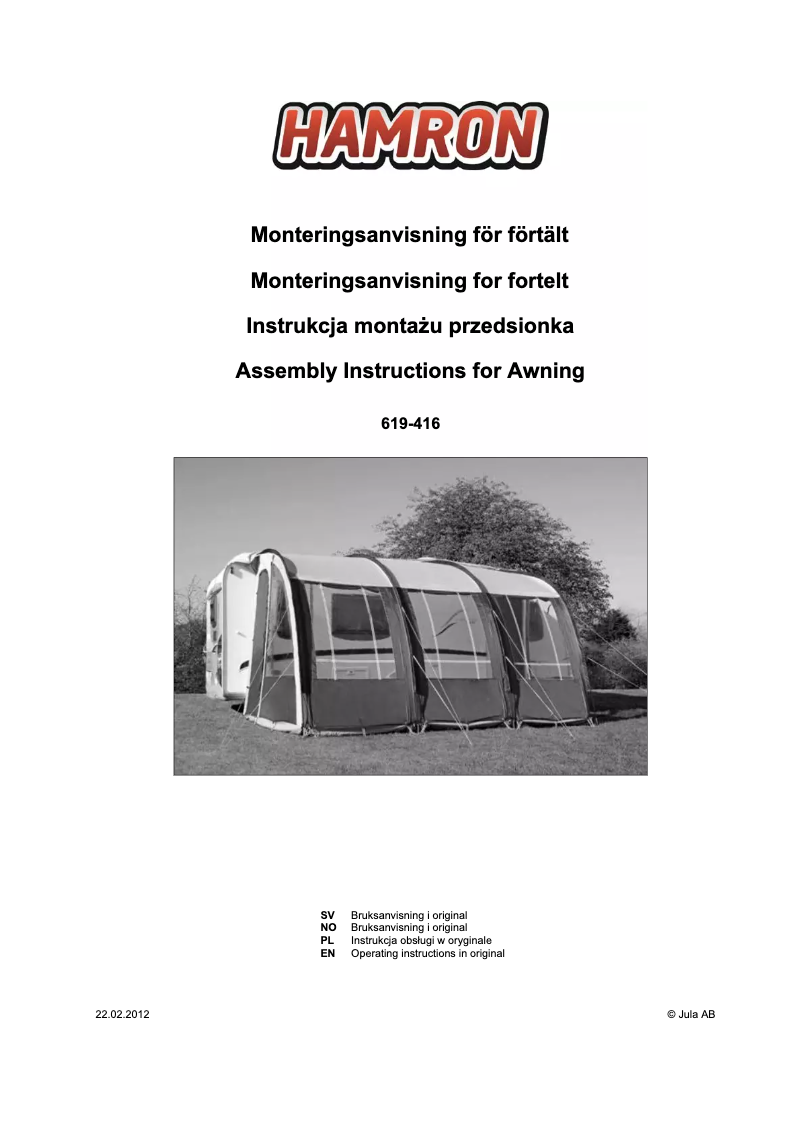 First page image of the manual for 619-416