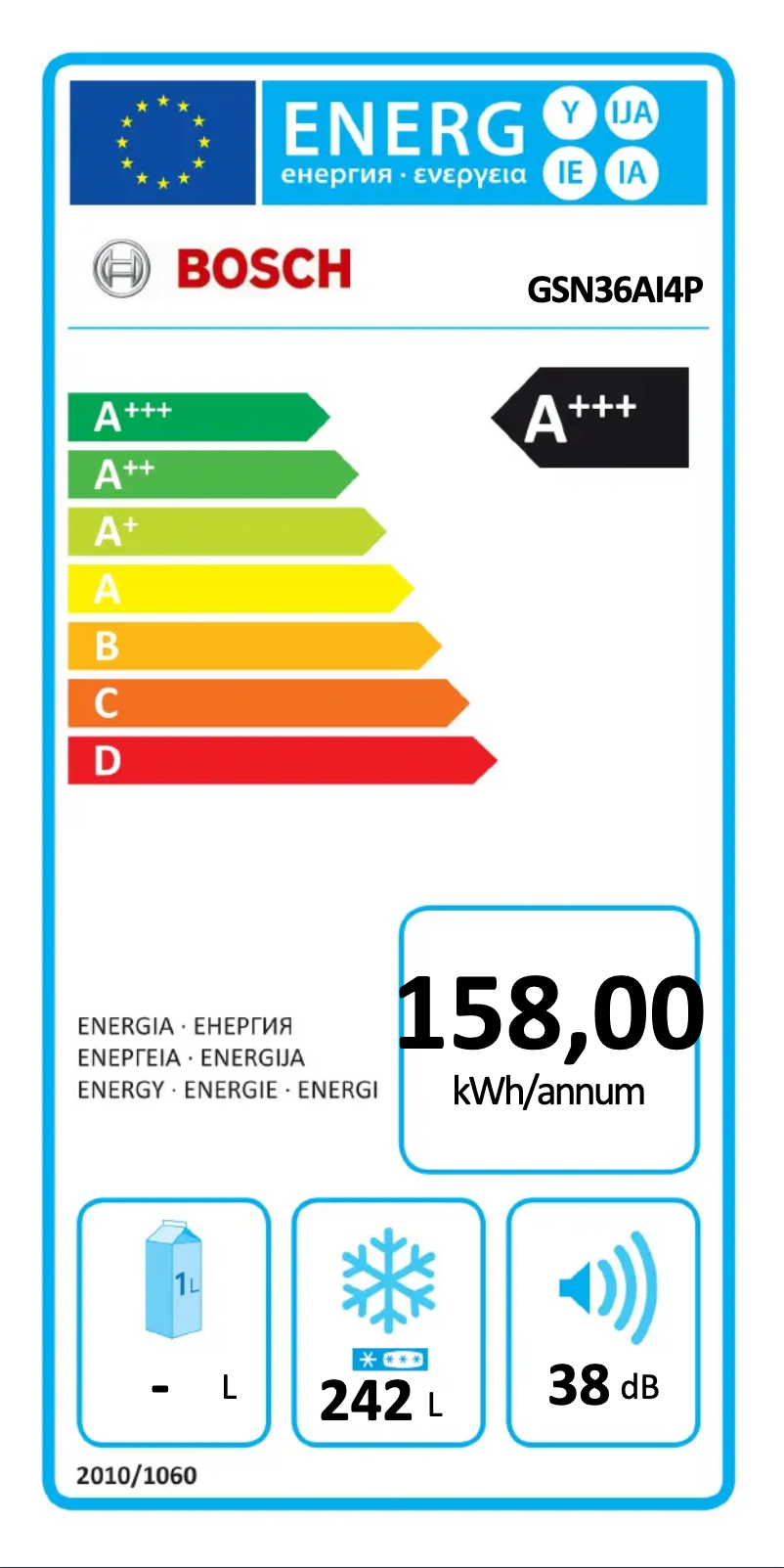 Page 1 of the manual Energy Label Bosch GSN36AI4P