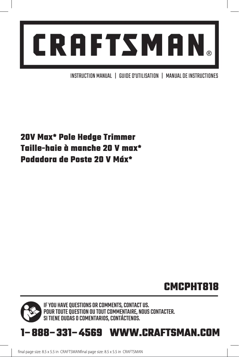 First page image of the manual for CMCPHT818B