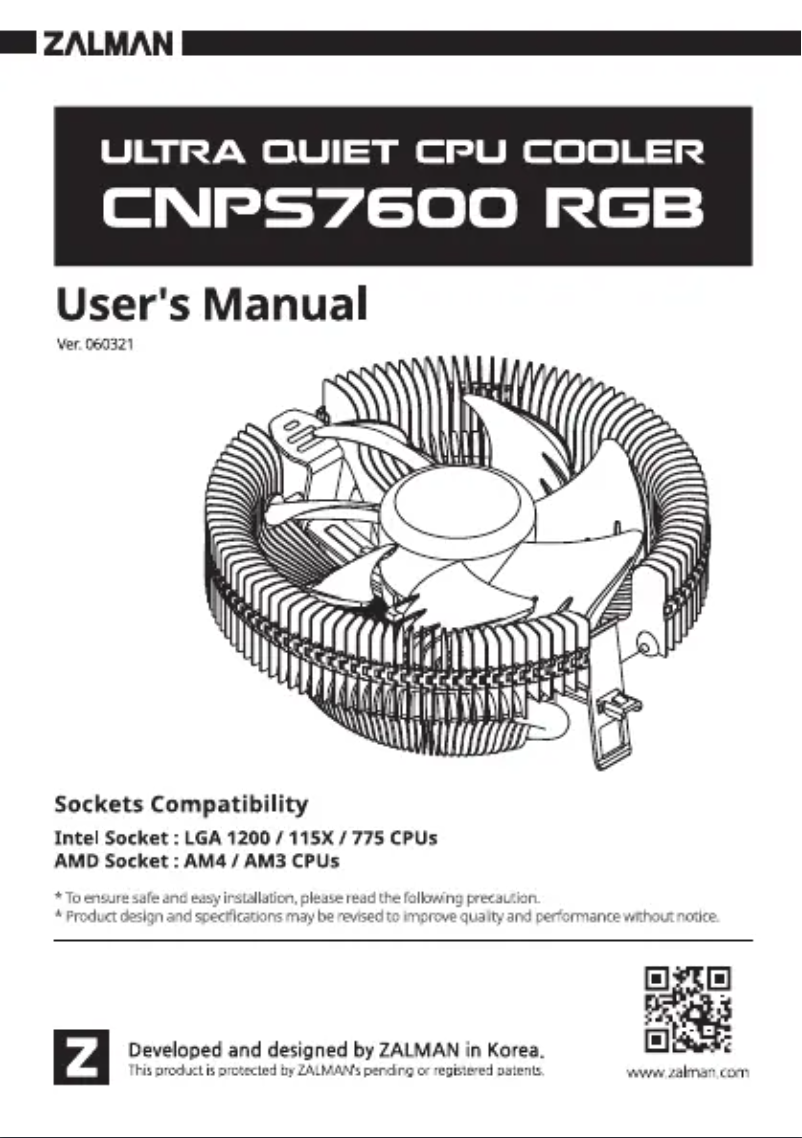 Page 1 of the manual User Manual Zalman CNPS7600RGB