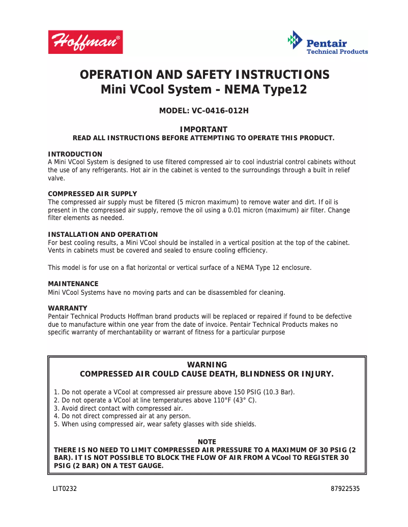 Image de la première page du manuel de l'appareil VC171604X