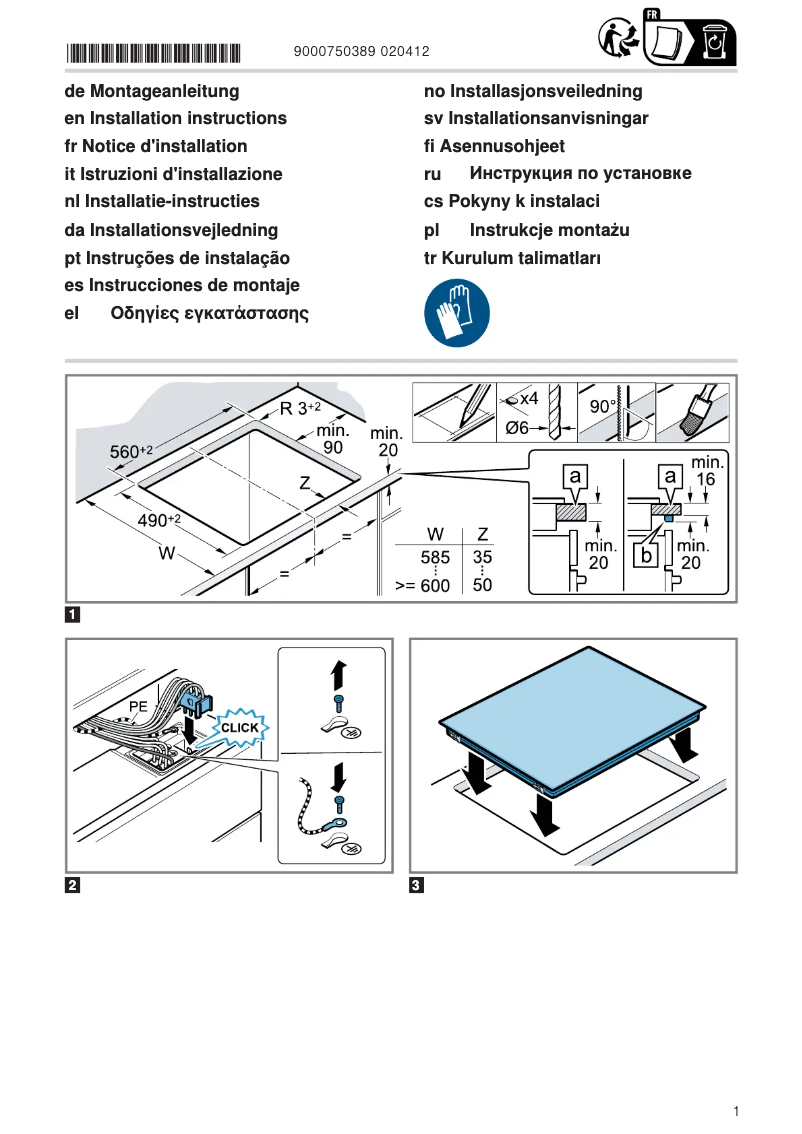 Page 1 of the manual Instructions / Assembly Junker JE36FH54