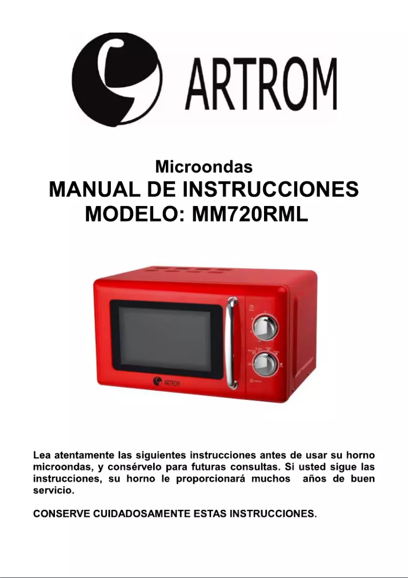 Page 1 of the manual User Manual Artrom MM720RML