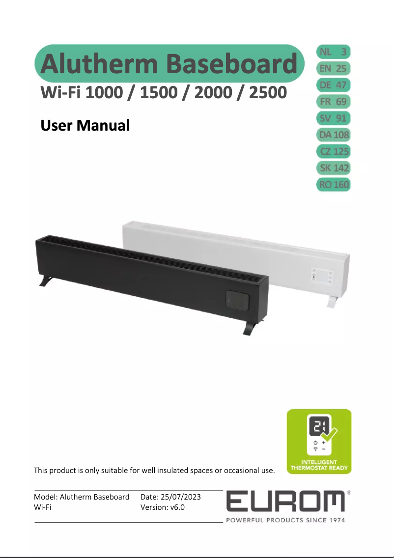 Page 1 of the manual User Manual Eurom Alutherm Baseboard 1500
