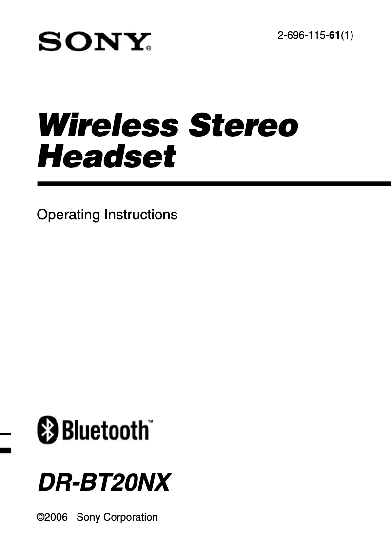 Page 1 of the manual User Manual Sony DR-BT20NX