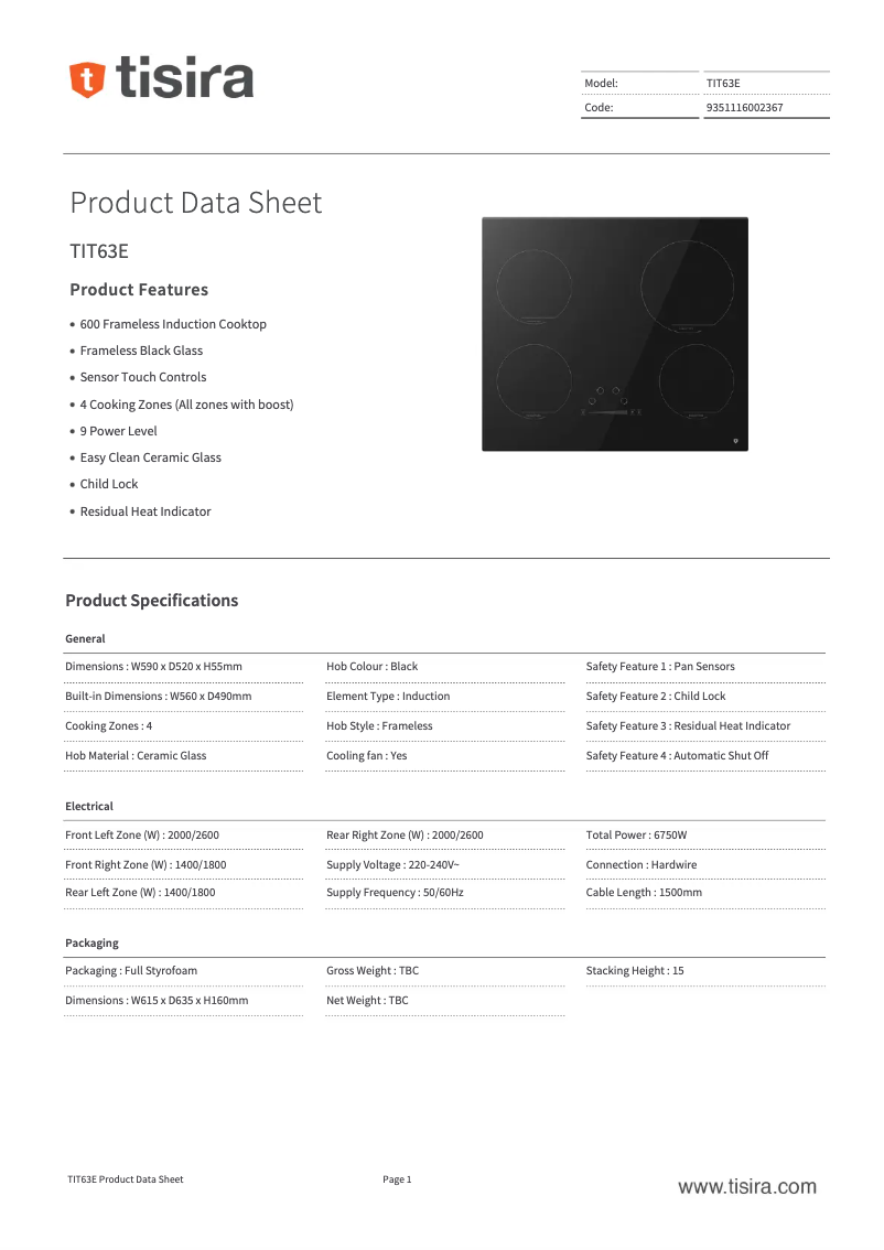First page image of the manual for TIT63E