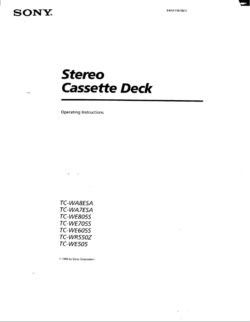 Page 1 of the manual User Manual Sony TC-WE505