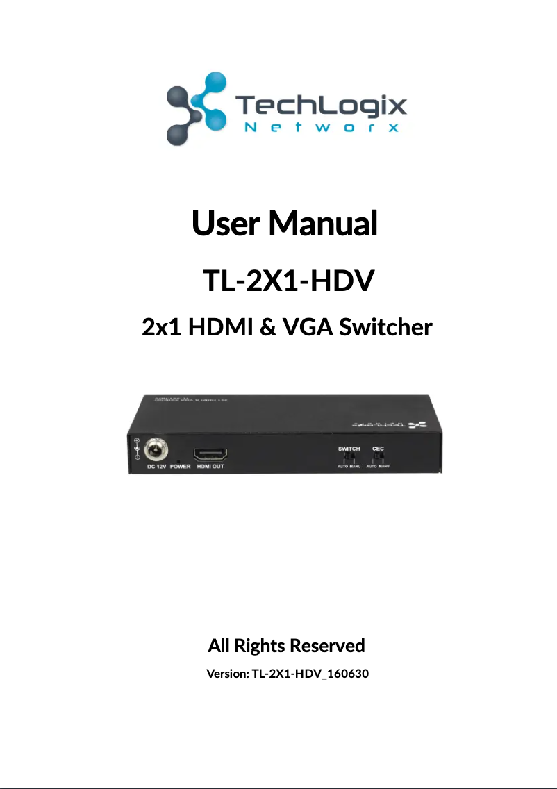 Page 1 of the manual User Manual TechLogix Networx TL-2X1-HDV