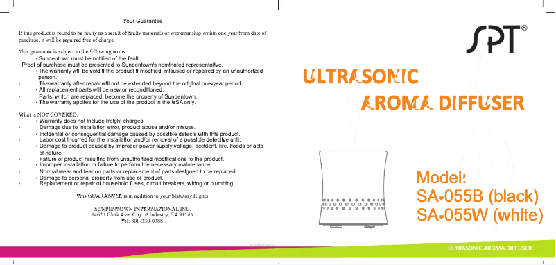 Page 1 of the manual User Manual SPT SA-055W