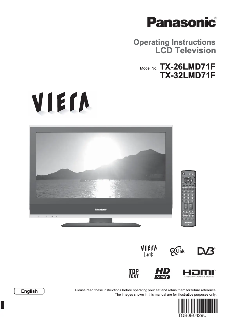 First page image of the manual for Viera TX-26LMD71F