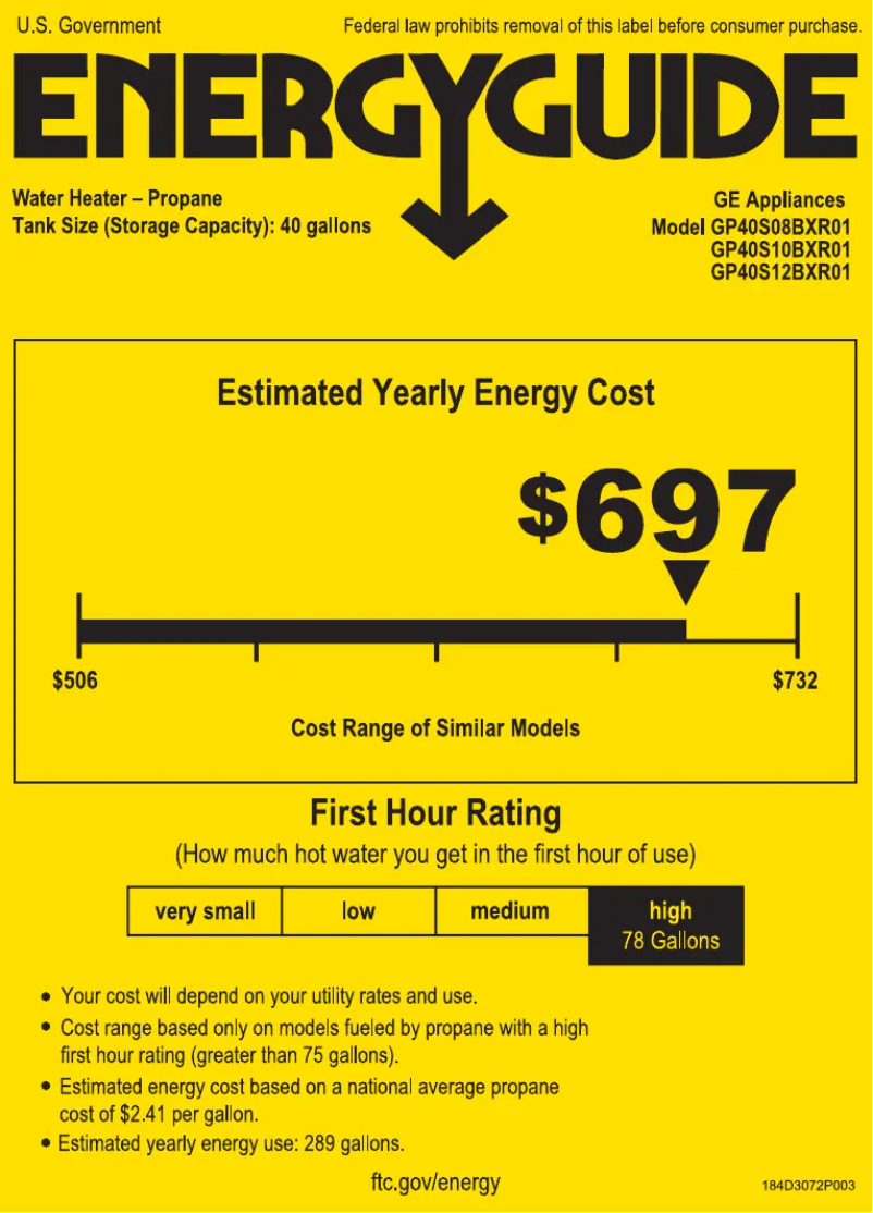First page image of the manual for GP40S12BXR